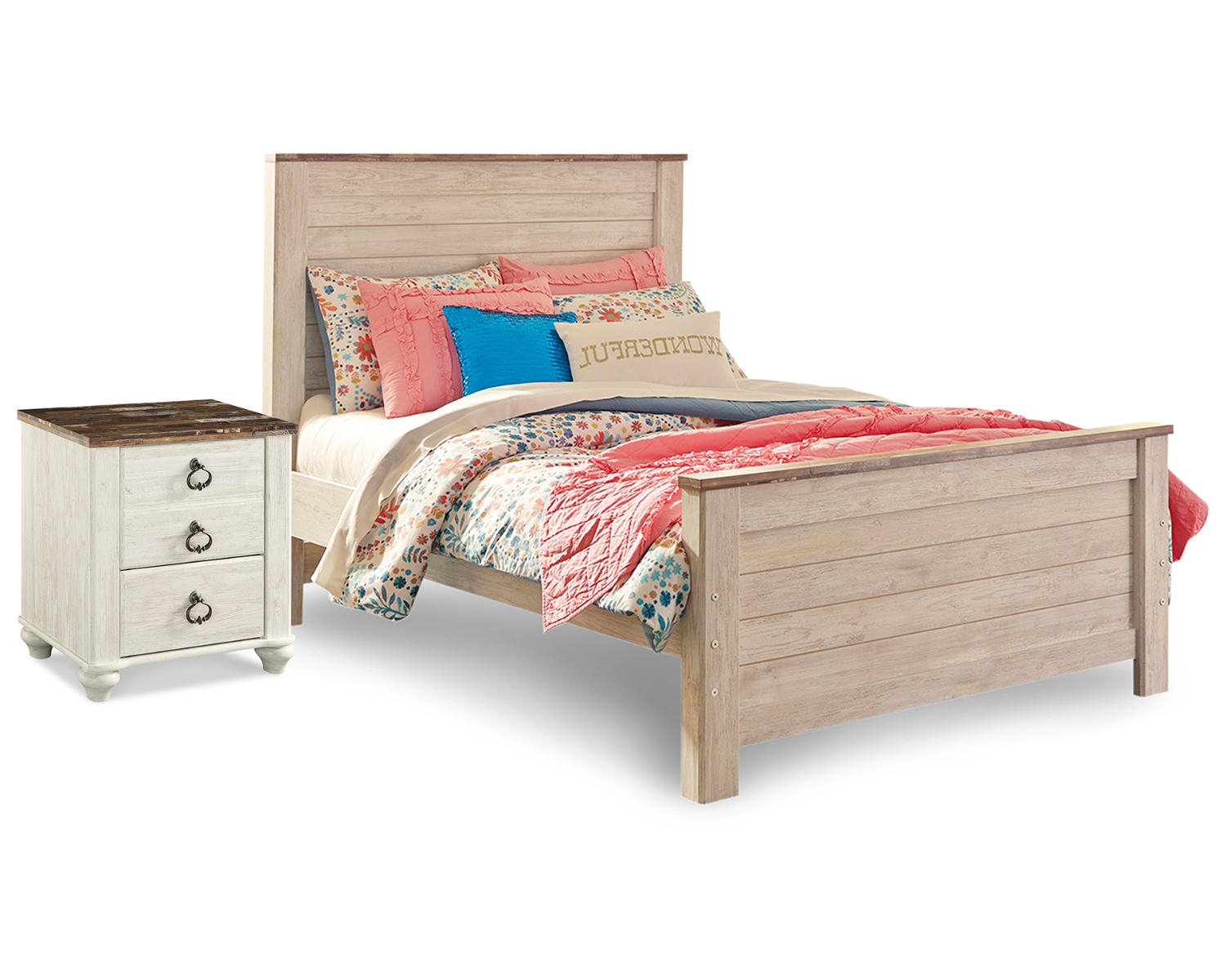Willowton Full Panel Bed and Nightstand