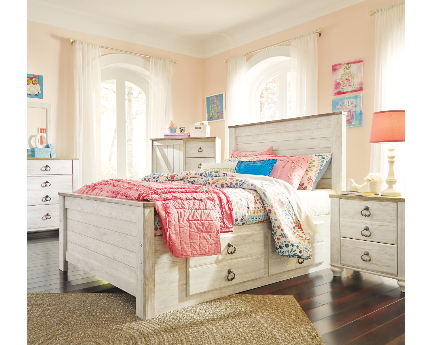 Willowton Full Panel Bed with 2 Storage Drawers