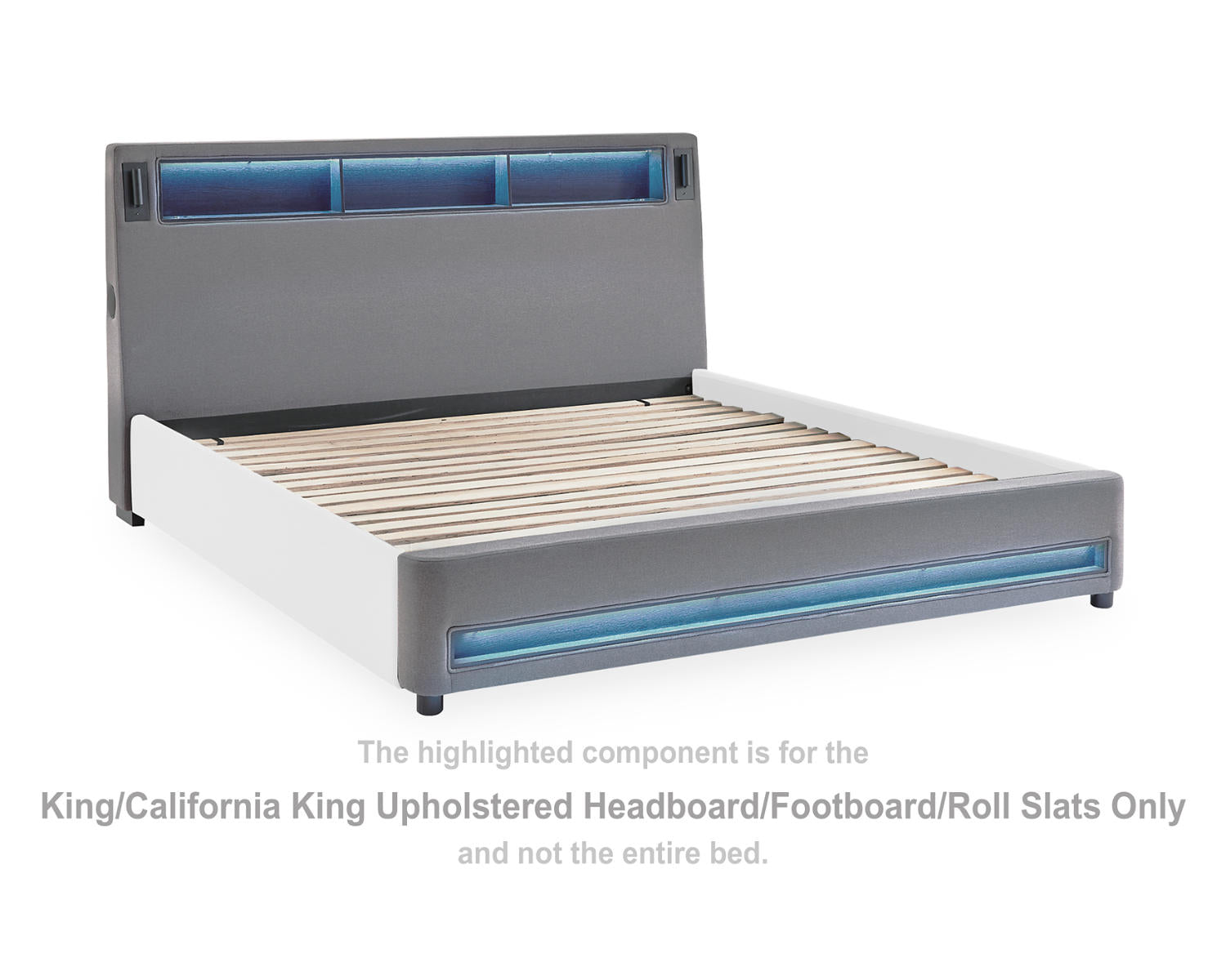 Verishaw King/California King Upholstered Headboard/Footboard/Roll Slats