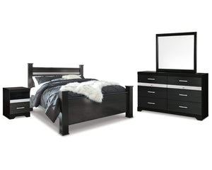 Cama con dosel Starberry King, cómoda, espejo y mesita de noche