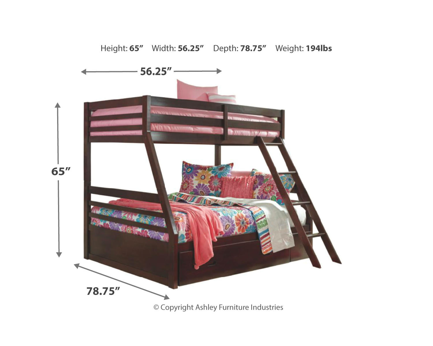 Halanton Twin over Full Bunk Bed with 1 Large Storage Drawer