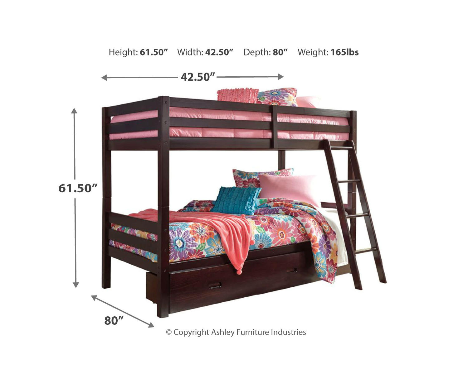 Halanton Twin over Twin Bunk Bed with 1 Large Storage Drawer