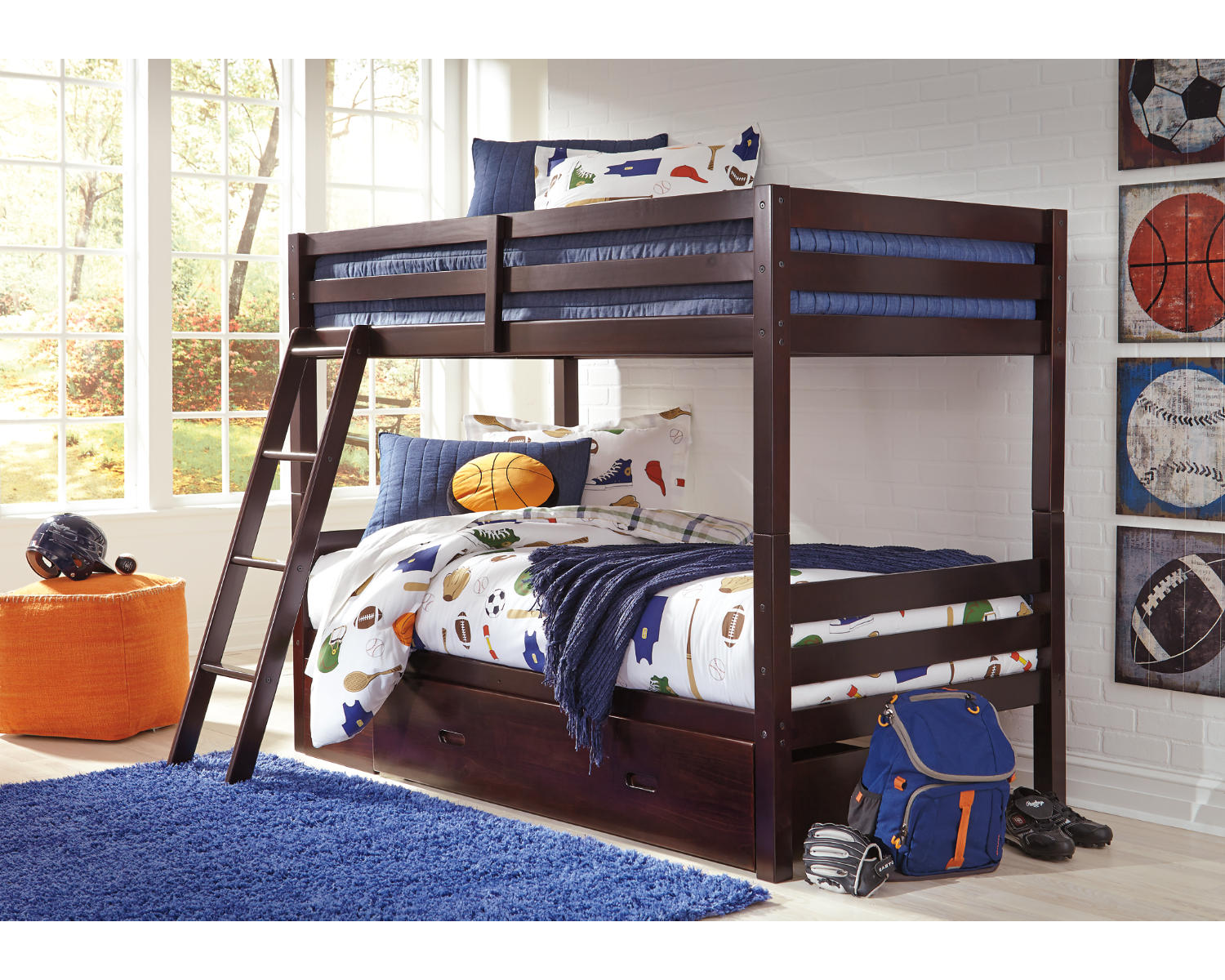 Halanton Twin over Twin Bunk Bed with 1 Large Storage Drawer