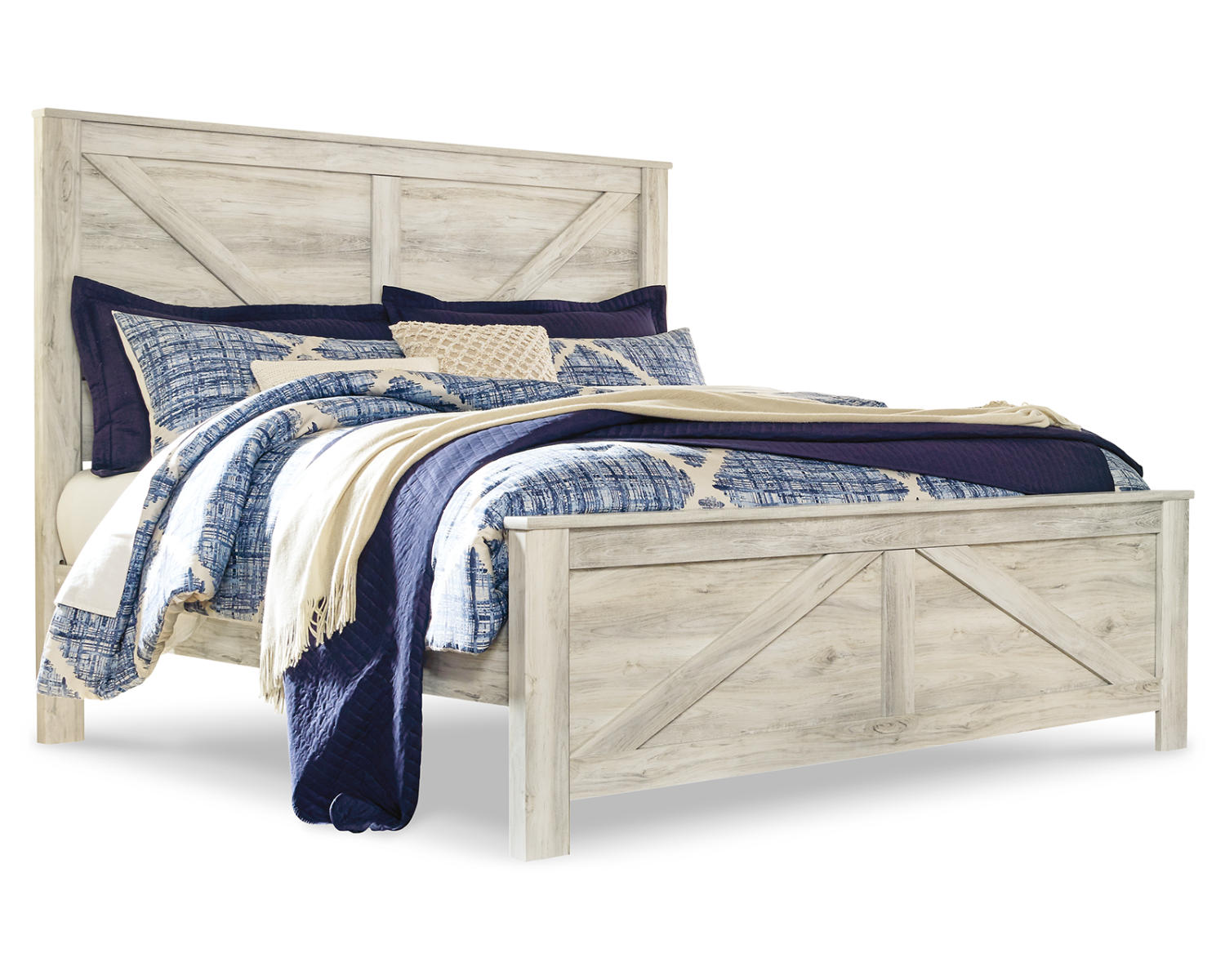Bellaby King Crossbuck Panel Bed, Dresser, Mirror, and Nightstand