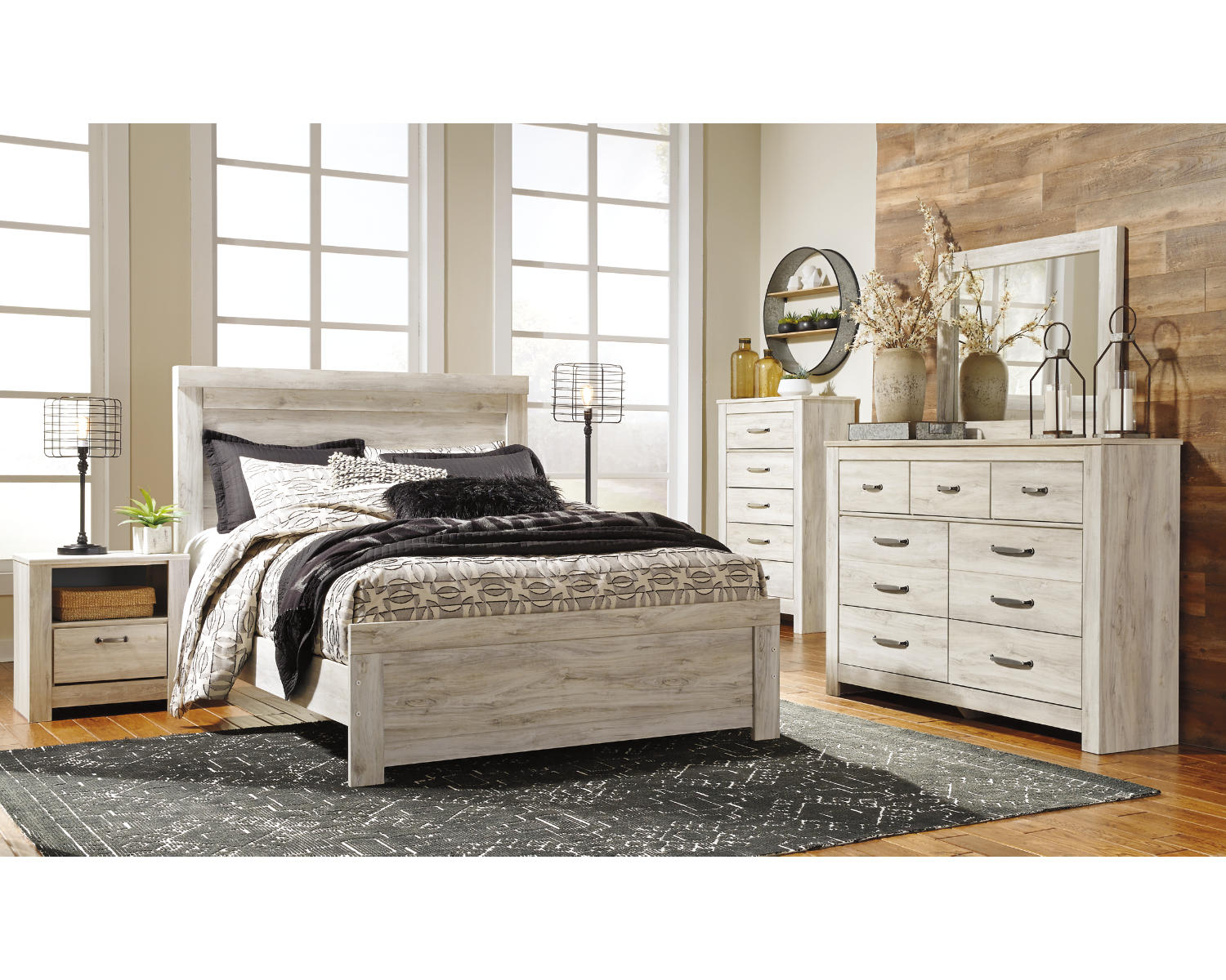 Bellaby Queen Panel Bed, Dresser, Mirror, Chest and 2 Nightstands