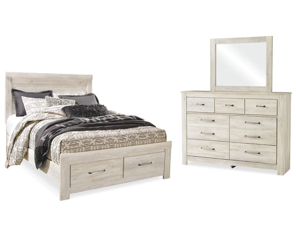 Cama Queen Bellaby con almacenamiento, tocador y espejo