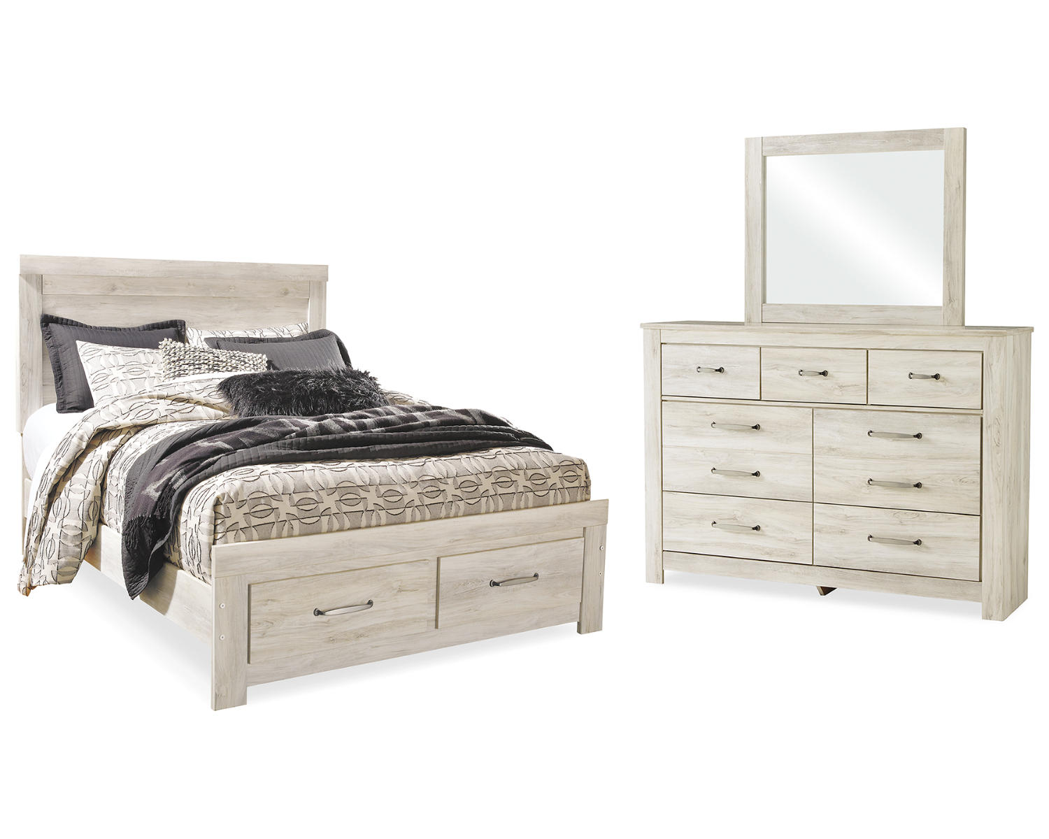 Bellaby Queen Panel Storage Bed, Dresser and Mirror