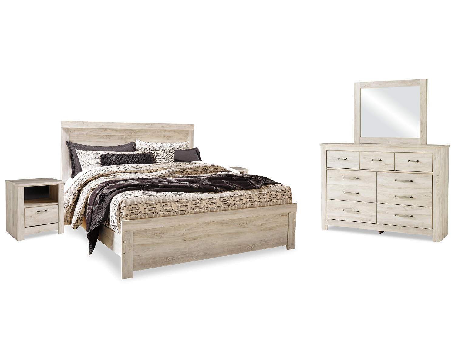 Bellaby King Panel Bed, Dresser, Mirror and 2 Nightstands