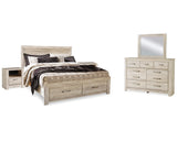 Bellaby King Panel Storage Bed, Dresser, Mirror and 2 Nightstands