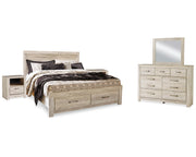 Bellaby King Panel Storage Bed, Dresser, Mirror and 2 Nightstands