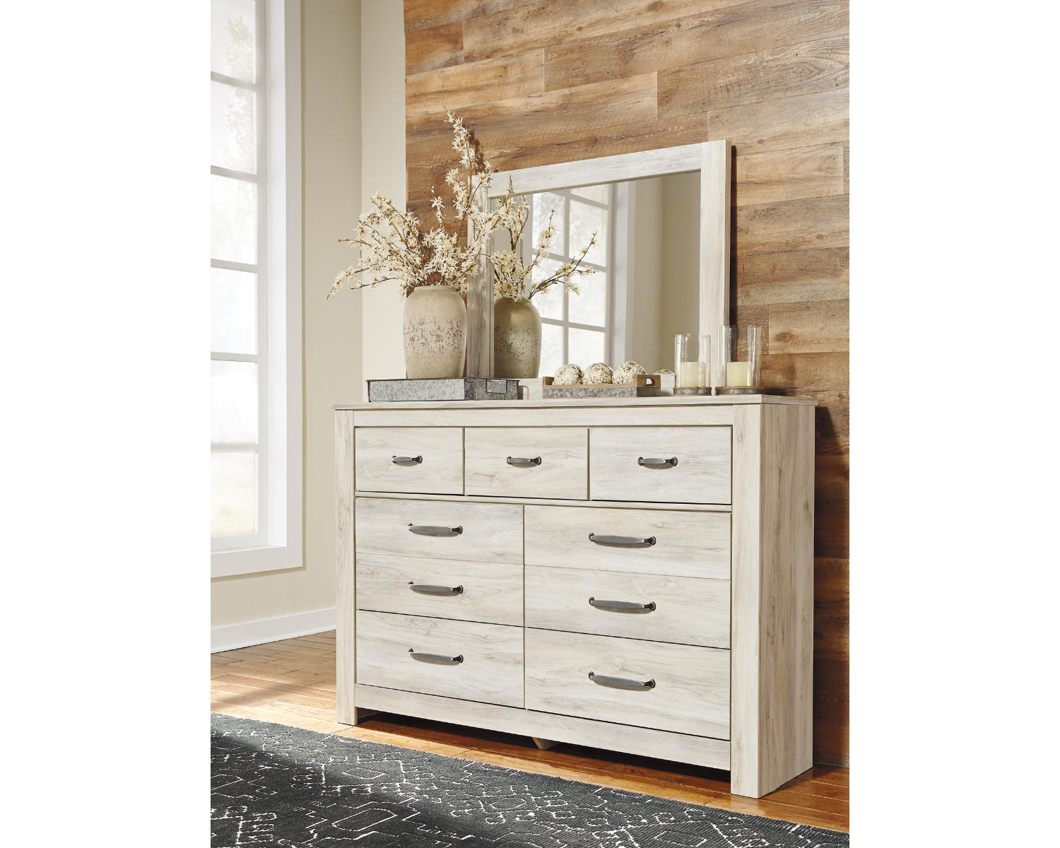 Bellaby Queen Panel Bed, Dresser, Mirror, and Nightstand