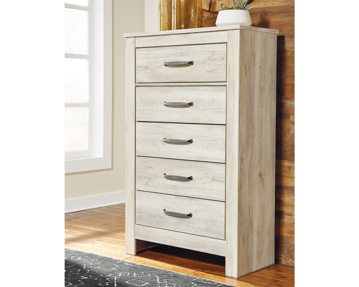 Bellaby King Storage Bed, Dresser, Mirror, Chest and 2 Nightstands