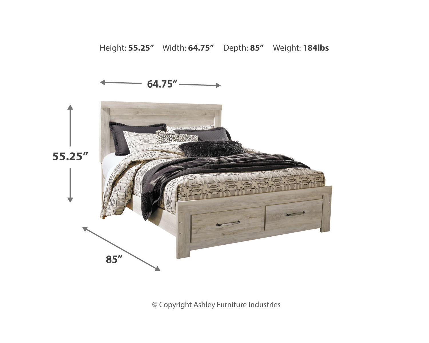 Bellaby Queen Panel Storage Bed, Dresser and Mirror