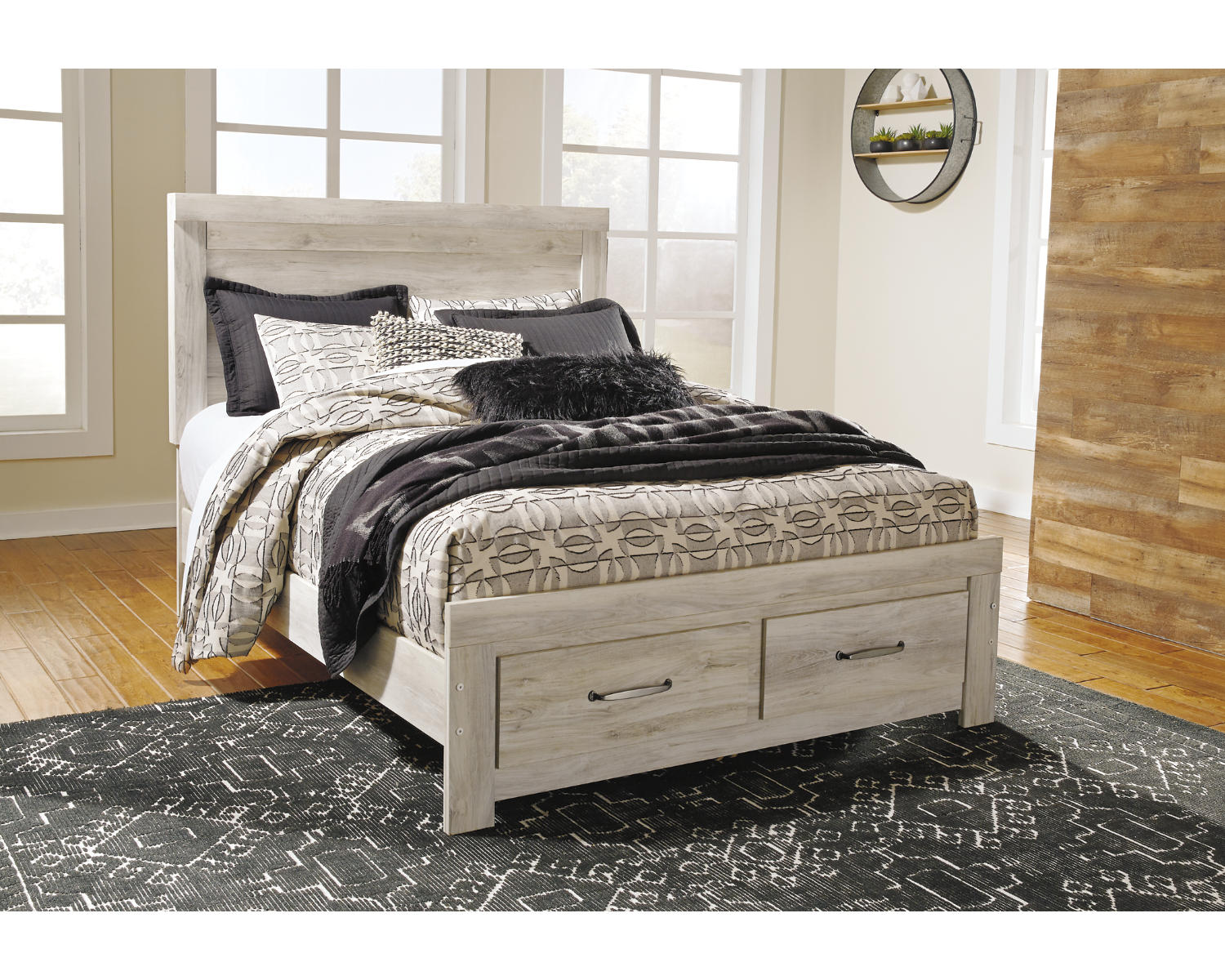 Bellaby Queen Panel Storage Bed, Dresser and Mirror