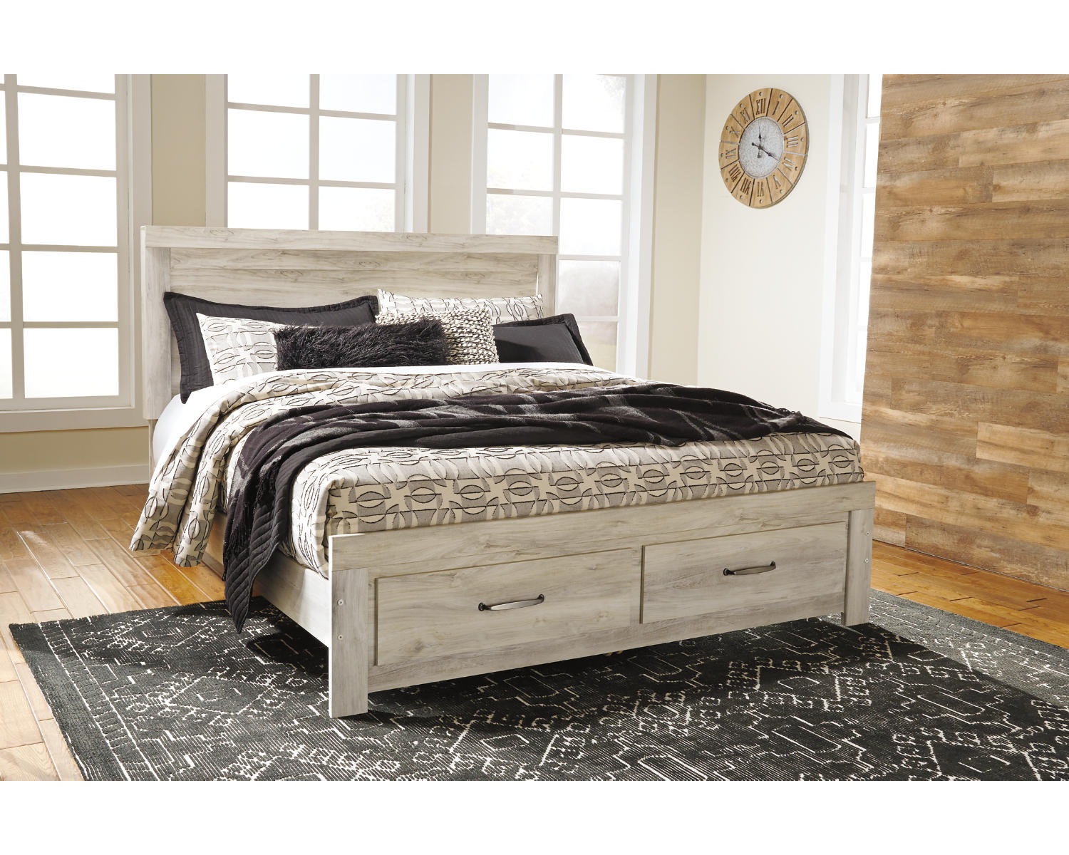 Bellaby King Storage Bed, Dresser, Mirror, Chest and 2 Nightstands