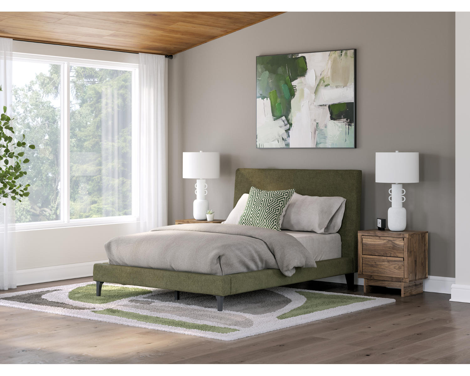 Chirason Full Upholstered Bed with Roll Slats