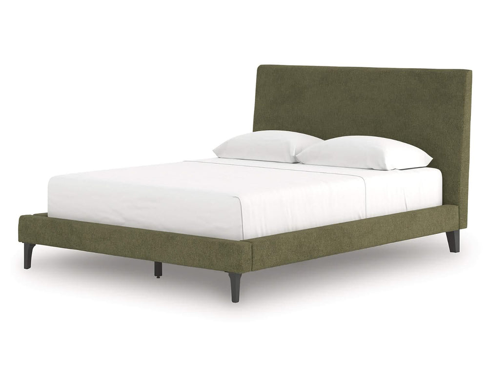 Cama Queen tapizada Chirason con listones enrollables
