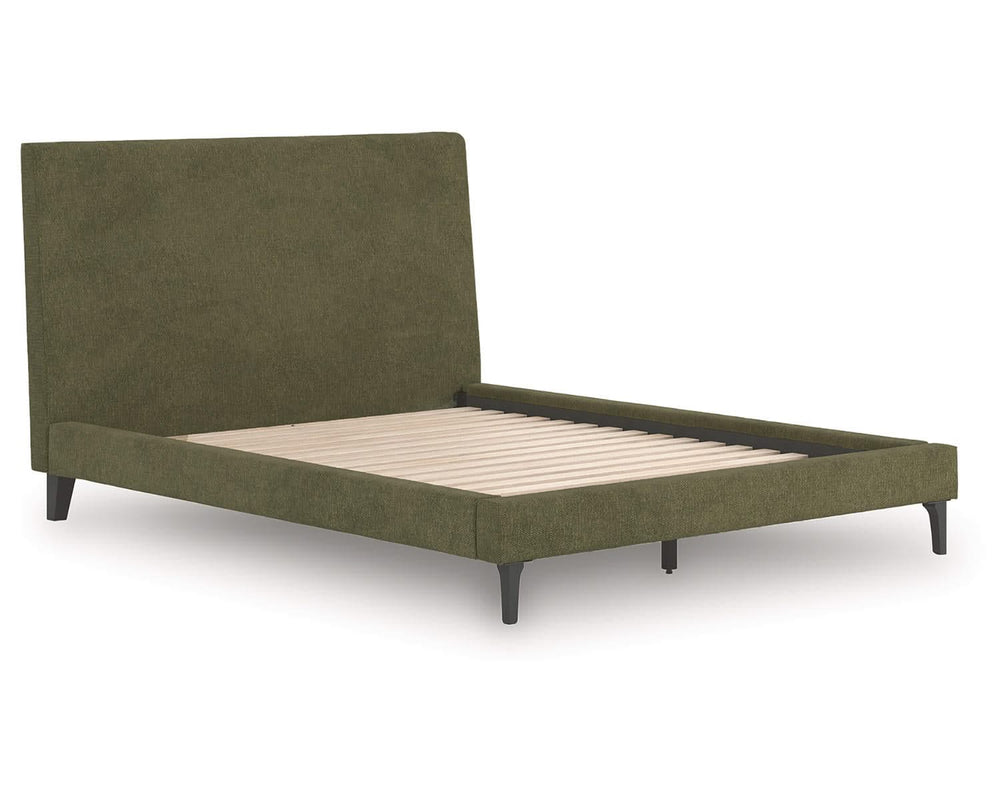 Cama Queen tapizada Chirason con listones enrollables
