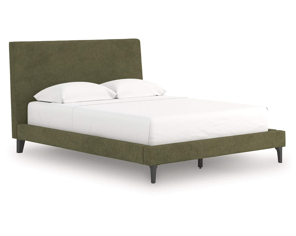 Cama Queen tapizada Chirason con listones enrollables