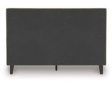 Cama Queen tapizada Chirason con listones enrollables