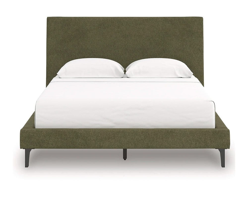 Cama Queen tapizada Chirason con listones enrollables