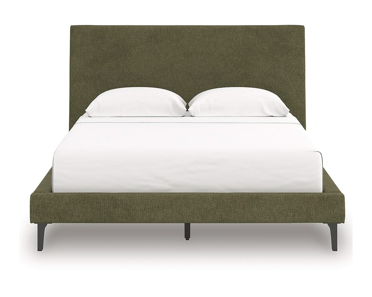 Cama Queen tapizada Chirason con listones enrollables