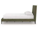 Cama Queen tapizada Chirason con listones enrollables