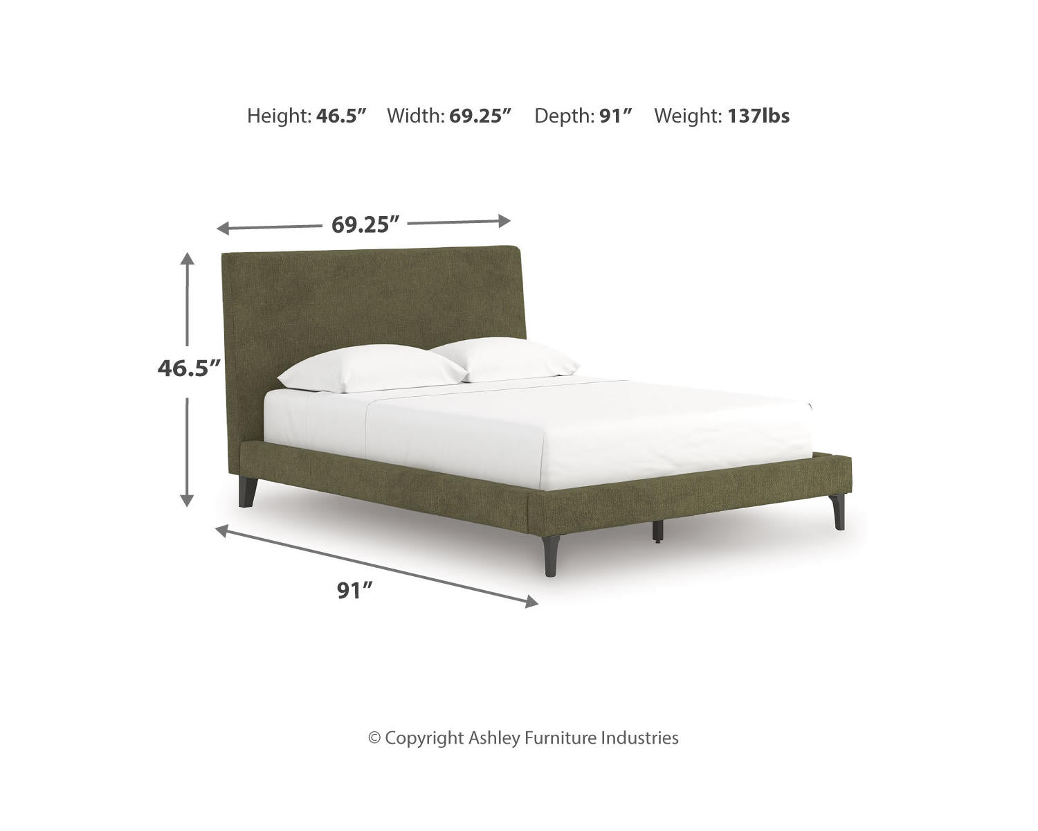 Chirason Queen Upholstered Bed with Roll Slats
