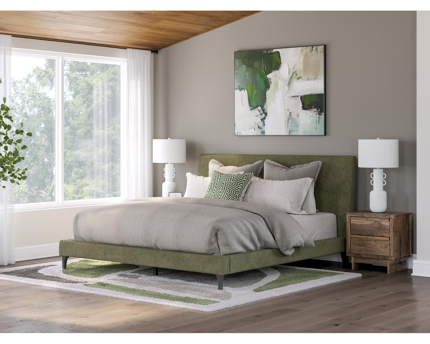 Chirason King Upholstered Bed with Roll Slats
