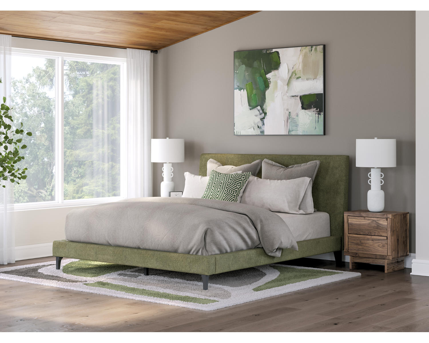Chirason California King Upholstered Bed with Roll Slats