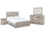Hodanna Queen Crossbuck Panel Bed, Dresser, Mirror and Nightstand