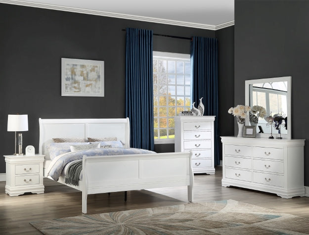 SETB3650 LOUIS PHILIP WHITE KING BEDROOM GROUP
