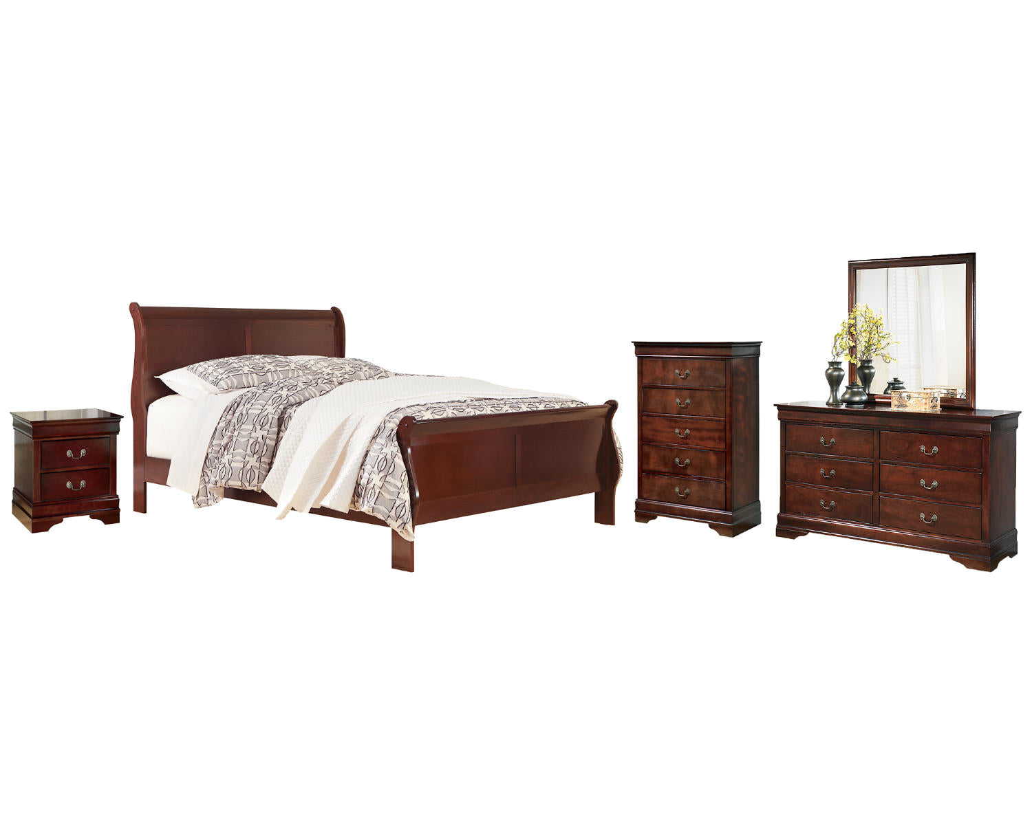 Alisdair King Sleigh Bed, Dresser, Mirror and Nightstand