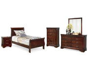 Alisdair Twin Sleigh Bed, Dresser, Mirror, Chest and Nightstand