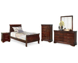 Alisdair Twin Sleigh Bed, Dresser, Mirror, Chest and Nightstand