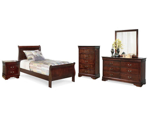 Alisdair Twin Sleigh Bed, Dresser, Mirror, Chest and Nightstand