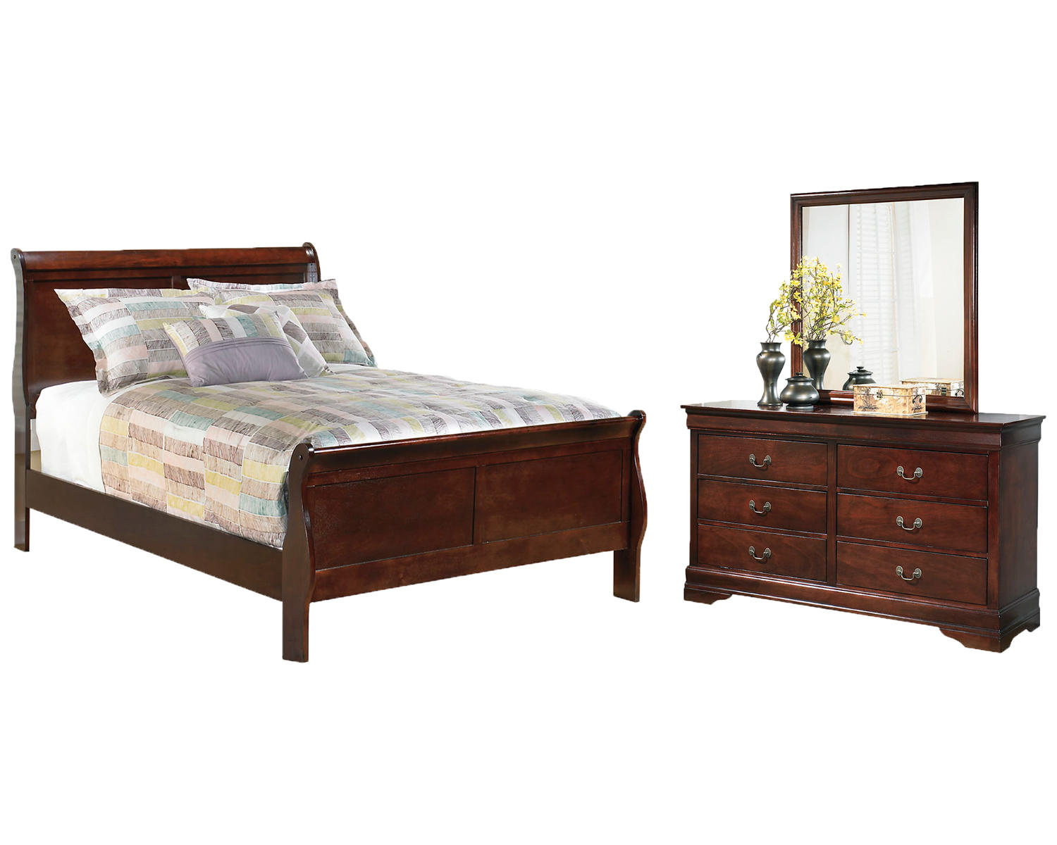 Alisdair Full Sleigh Bed, Dresser and Mirror