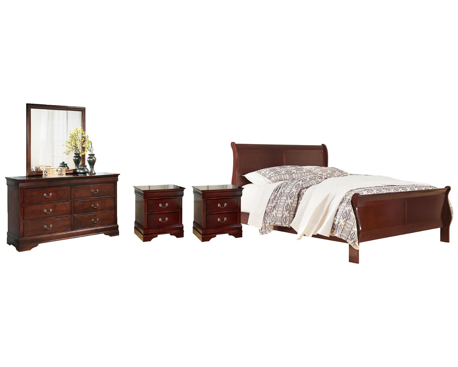 Alisdair Queen Sleigh Bed, Dresser, Mirror, Chest and 2 Nightstands
