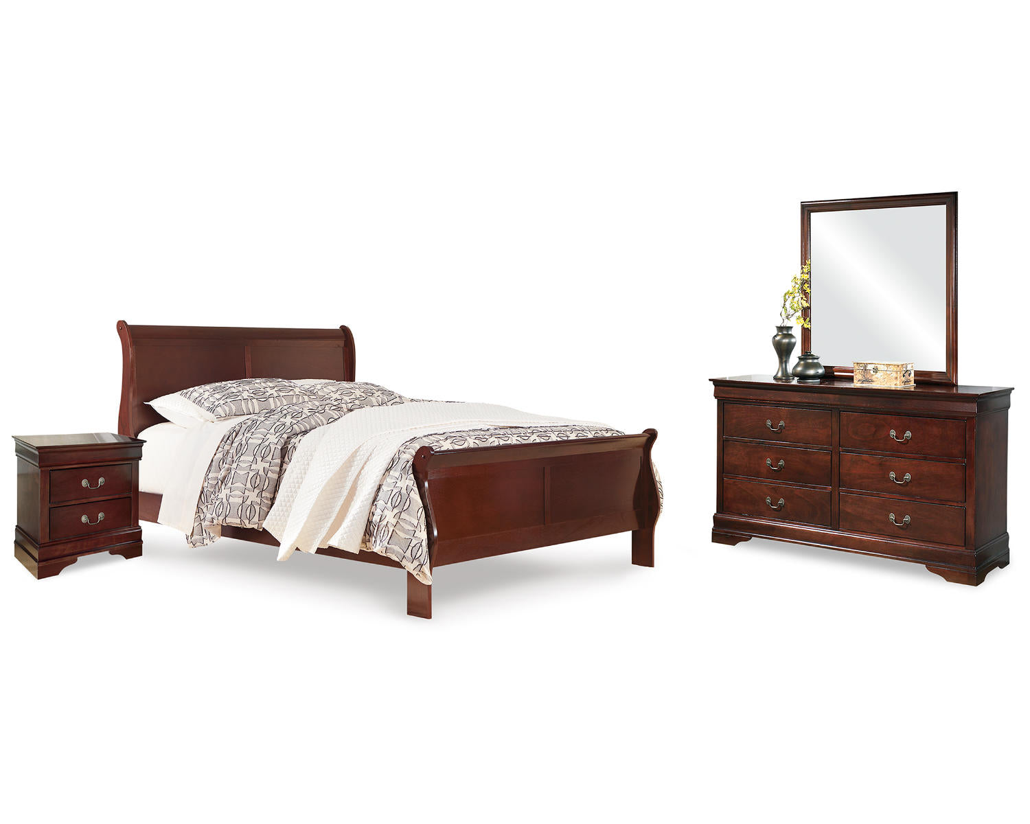 Alisdair Queen Sleigh Bed, Dresser, Mirror, and Nightstand