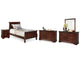 Cama trineo individual Alisdair, 2 cómodas, espejo y mesita de noche