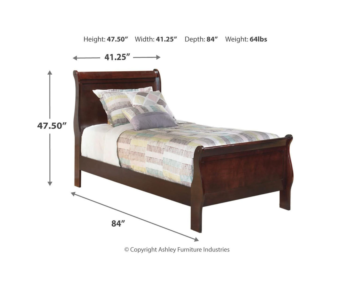 Cama trineo individual Alisdair, 2 cómodas, espejo y mesita de noche