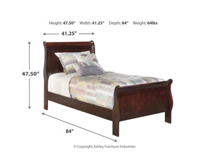 Cama trineo individual Alisdair, 2 cómodas, espejo y mesita de noche