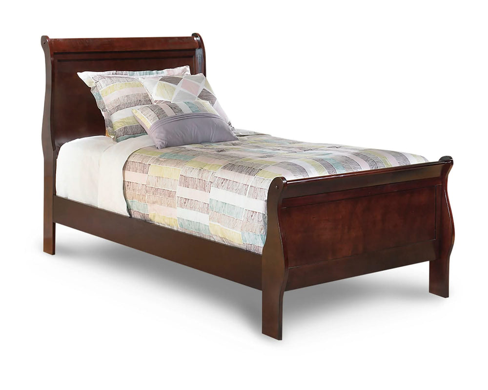 Cama trineo individual Alisdair, 2 cómodas, espejo y mesita de noche