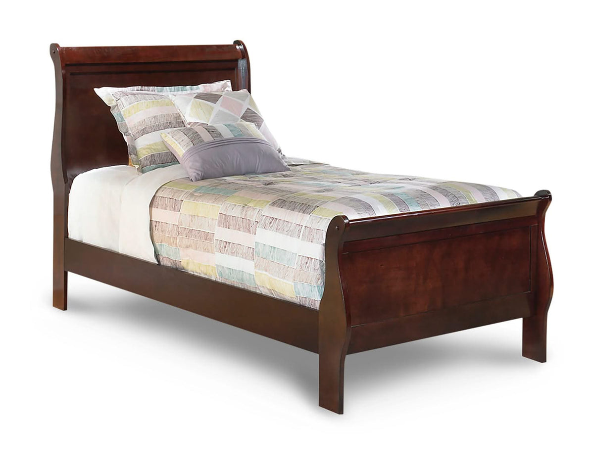 Cama trineo individual Alisdair, 2 cómodas, espejo y mesita de noche