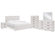Cayboni King Panel Bed, Dresser, Mirror, Chest and 2 Nightstands
