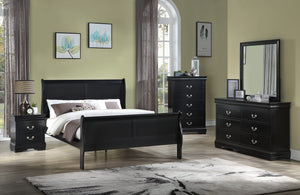 SETB3950 GRUPO DE DORMITORIO QUEEN NEGRO LOUIS PHILIP