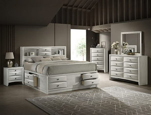 SETB4255 Dormitorio Emily Queen con almacenamiento, color blanco