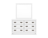 Cama doble con paneles, cómoda y espejo Binterglen
