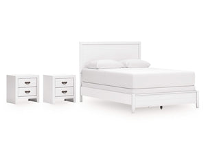 Cama Queen con paneles Binterglen y dos mesitas de noche