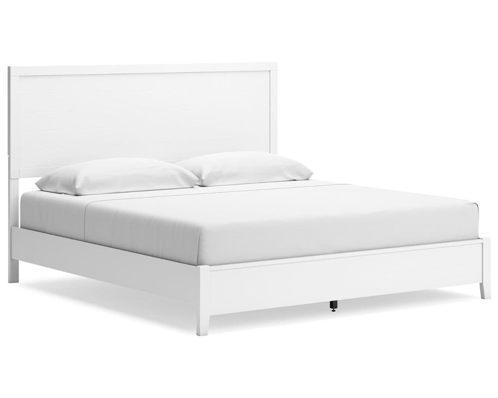 Cama King con paneles, cómoda y mesita de noche Binterglen